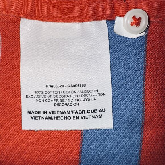 Nike Sportswear Men LG Red Blue White Stripe Polo Shirt Pinwheel Logo Cotton - Picture 6 of 8